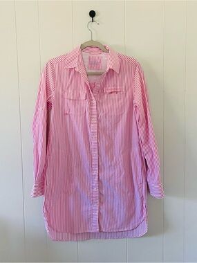Vineyard Vines Pink and White Striped Button-Down Shirt